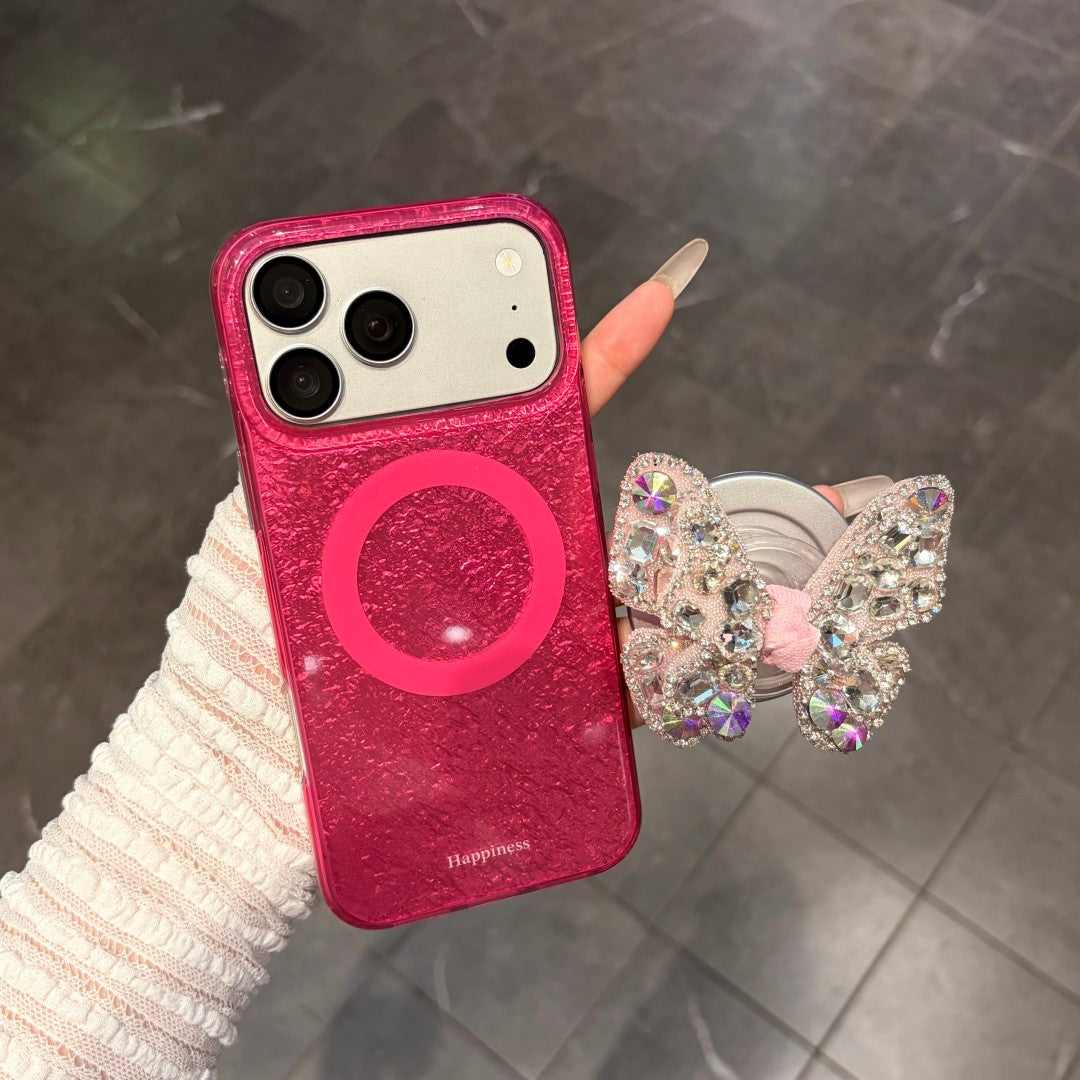 Bling butterfly grip magnetic phone case