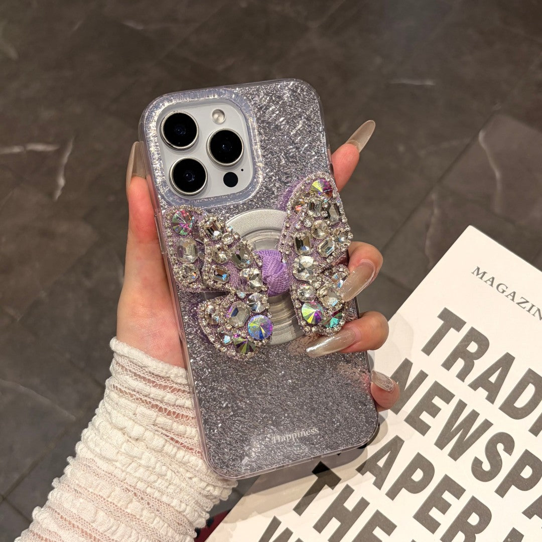 Bling butterfly grip magnetic phone case