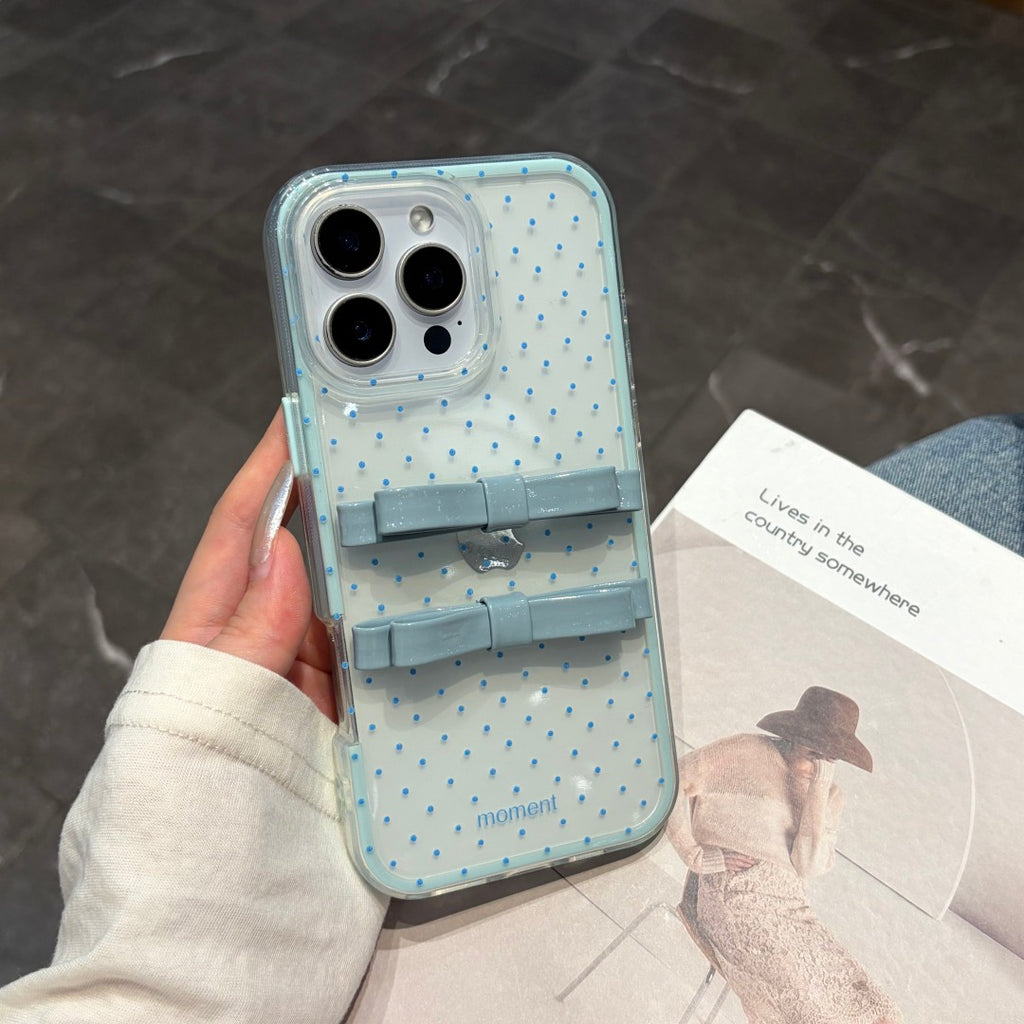 sweet bow clear mini polka dot phone case