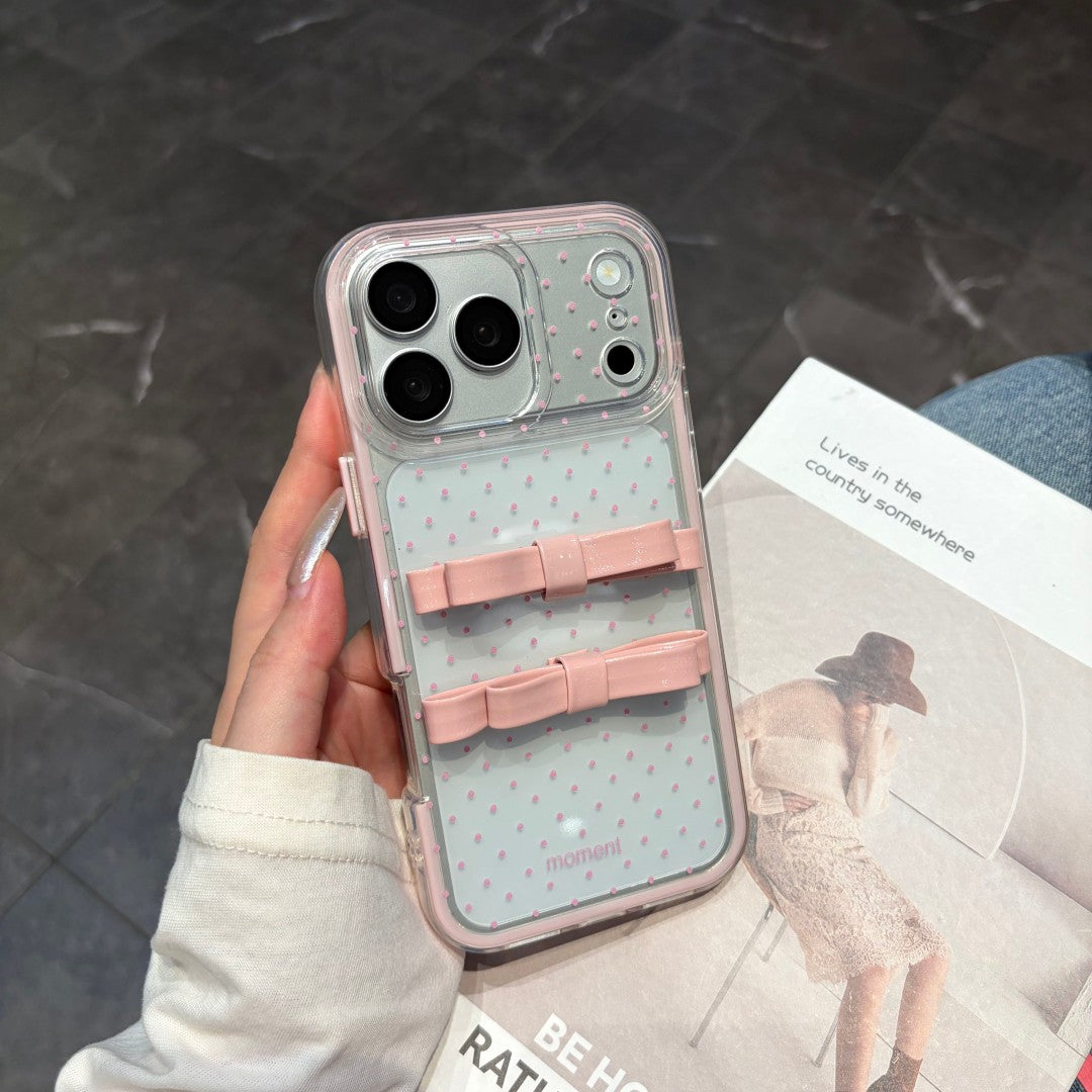 sweet bow clear mini polka dot phone case