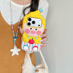 cute overalls yellow piggy soft silicone phone case