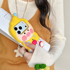 cute overalls yellow piggy soft silicone phone case