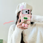pink strawberry bow silicone phone case