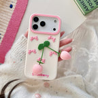 pink strawberry bow silicone phone case