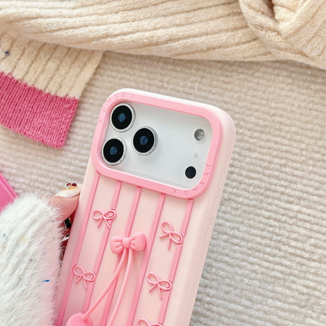 sweet pink bow snow boots silicone phone case