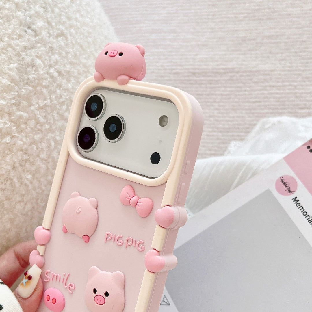 pink sweet piggy silicone phone case