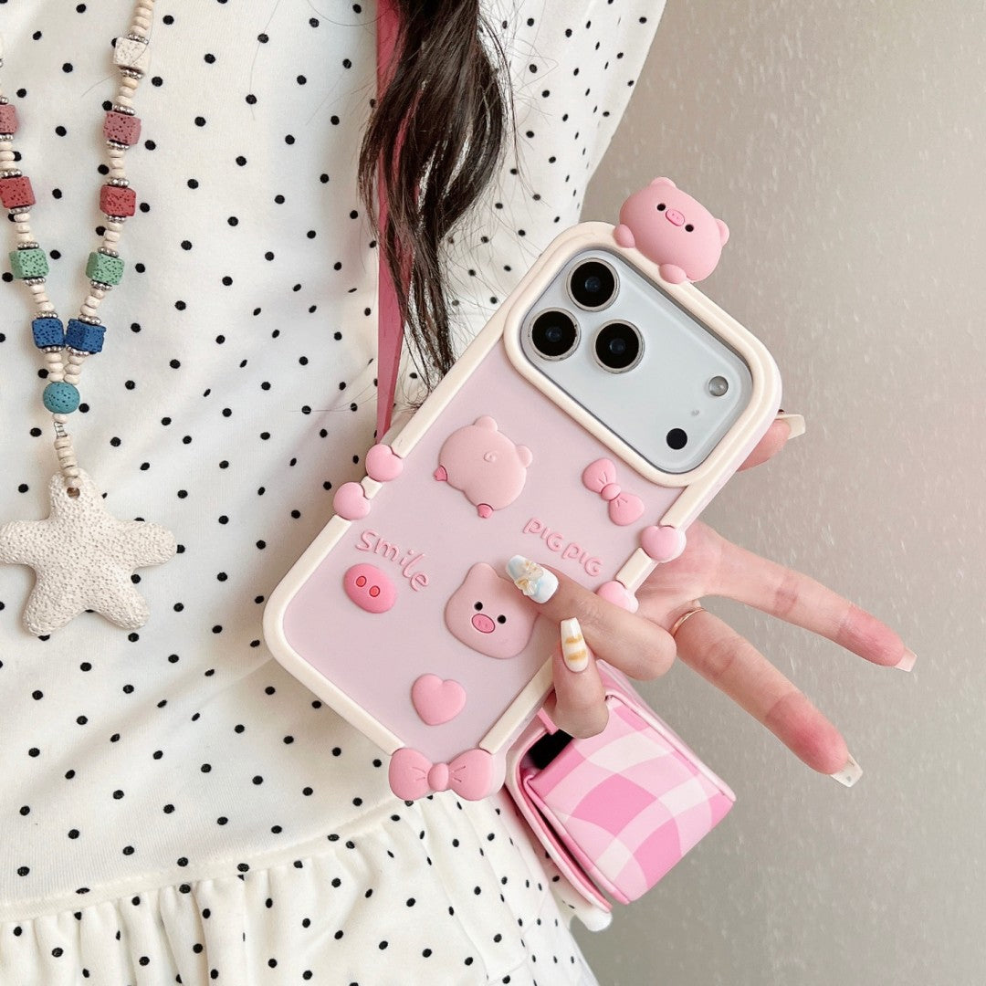 pink sweet piggy silicone phone case