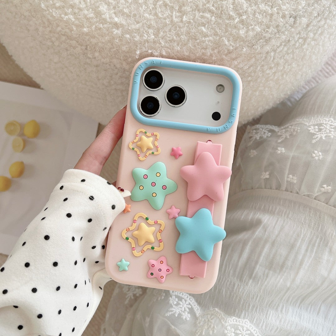 sweet cream stars wrist strap silicone phone case