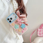 sweet cream stars wrist strap silicone phone case