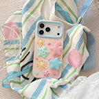 sweet cream stars wrist strap silicone phone case