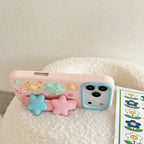 sweet cream stars wrist strap silicone phone case