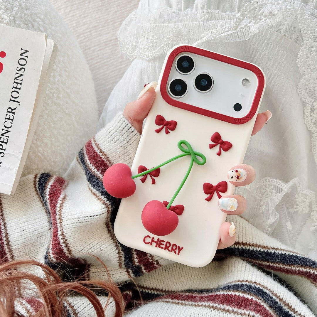 cherry bow silicone phone case