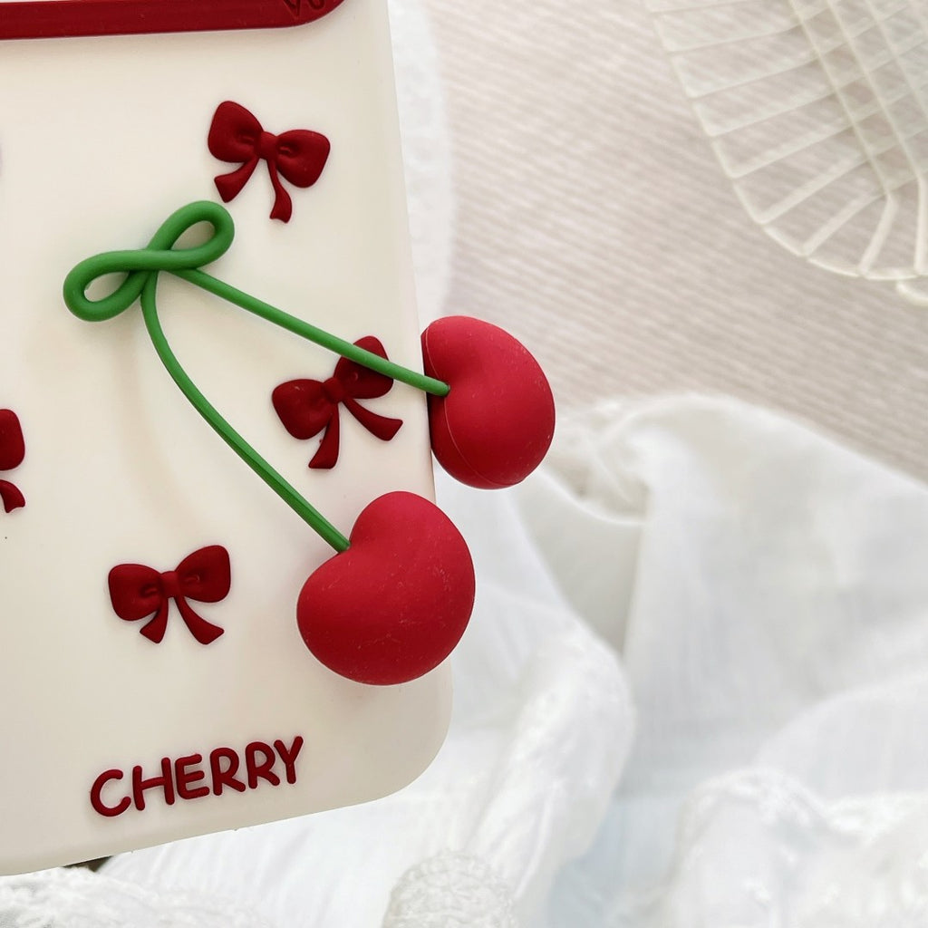 cherry bow silicone phone case