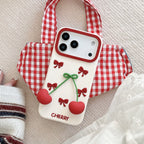 cherry bow silicone phone case