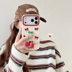cherry bow silicone phone case