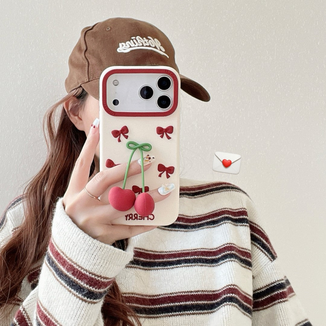 cherry bow silicone phone case