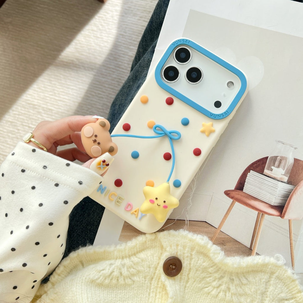 nice day teddy bear&star silicone phone case
