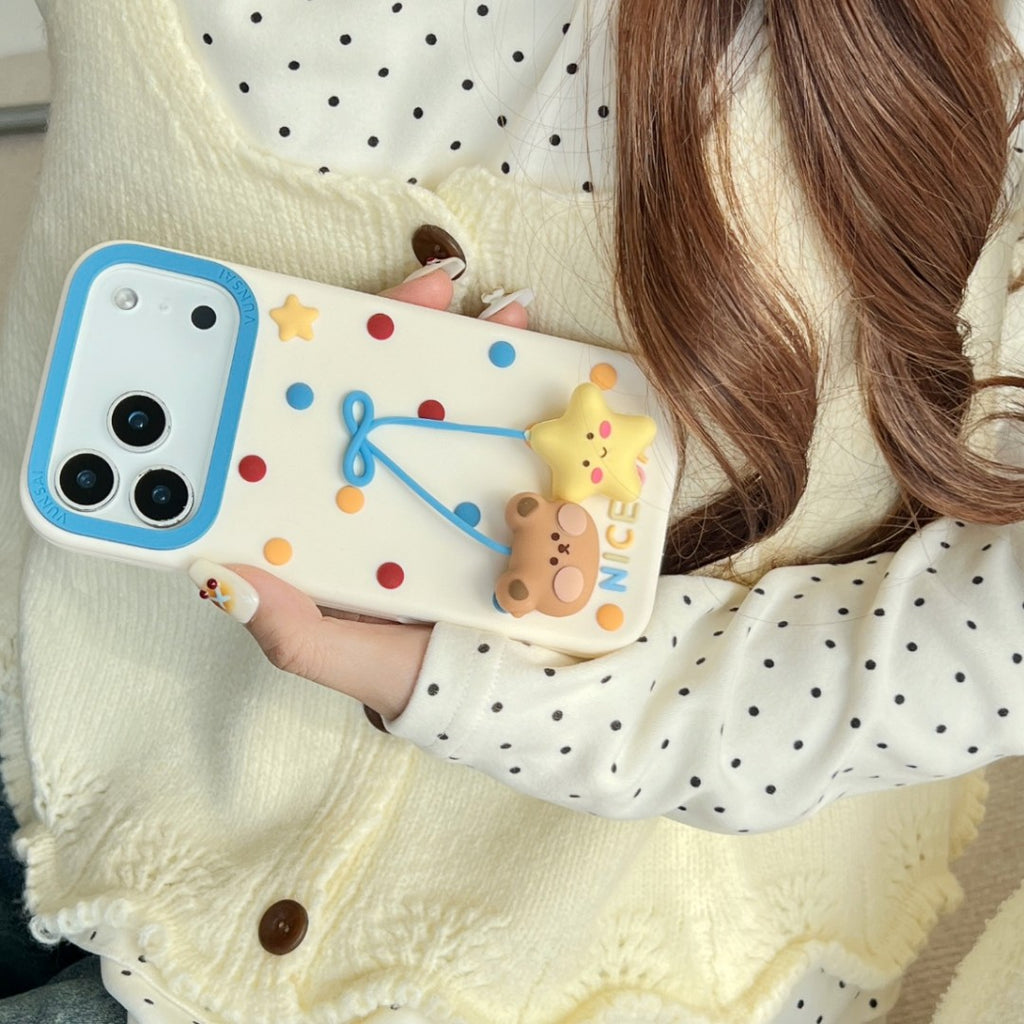 nice day teddy bear&star silicone phone case