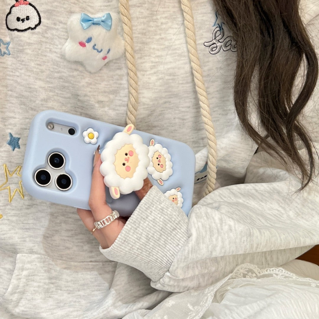 fluffy cloud lamb stand silicone phone case