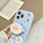 fluffy cloud lamb stand silicone phone case