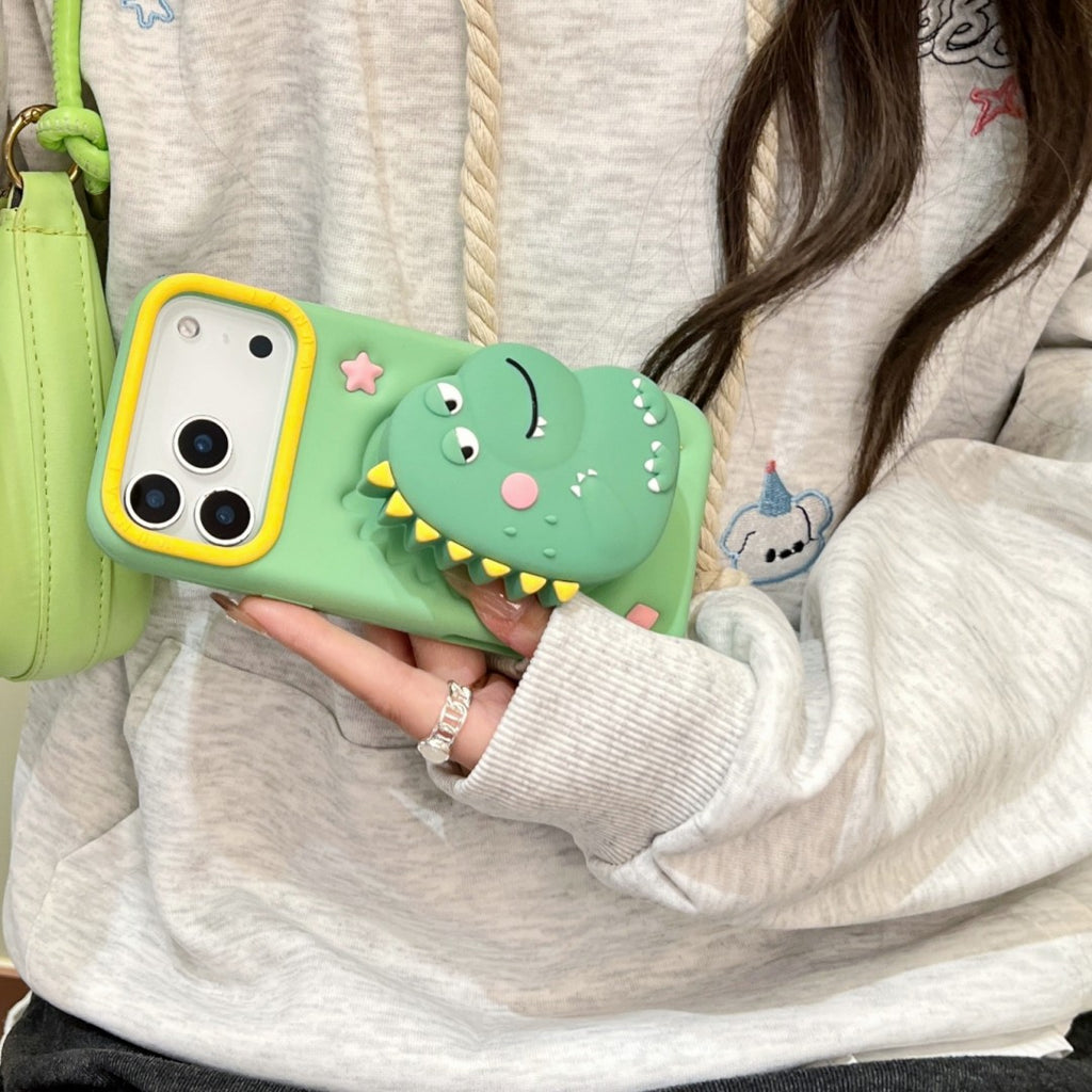 cheeky dinosaur stand silicone phone case