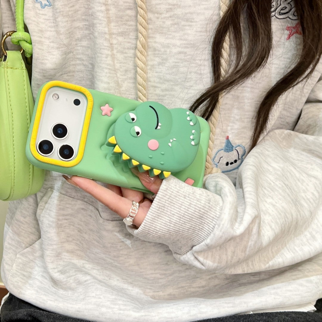 cheeky dinosaur stand silicone phone case