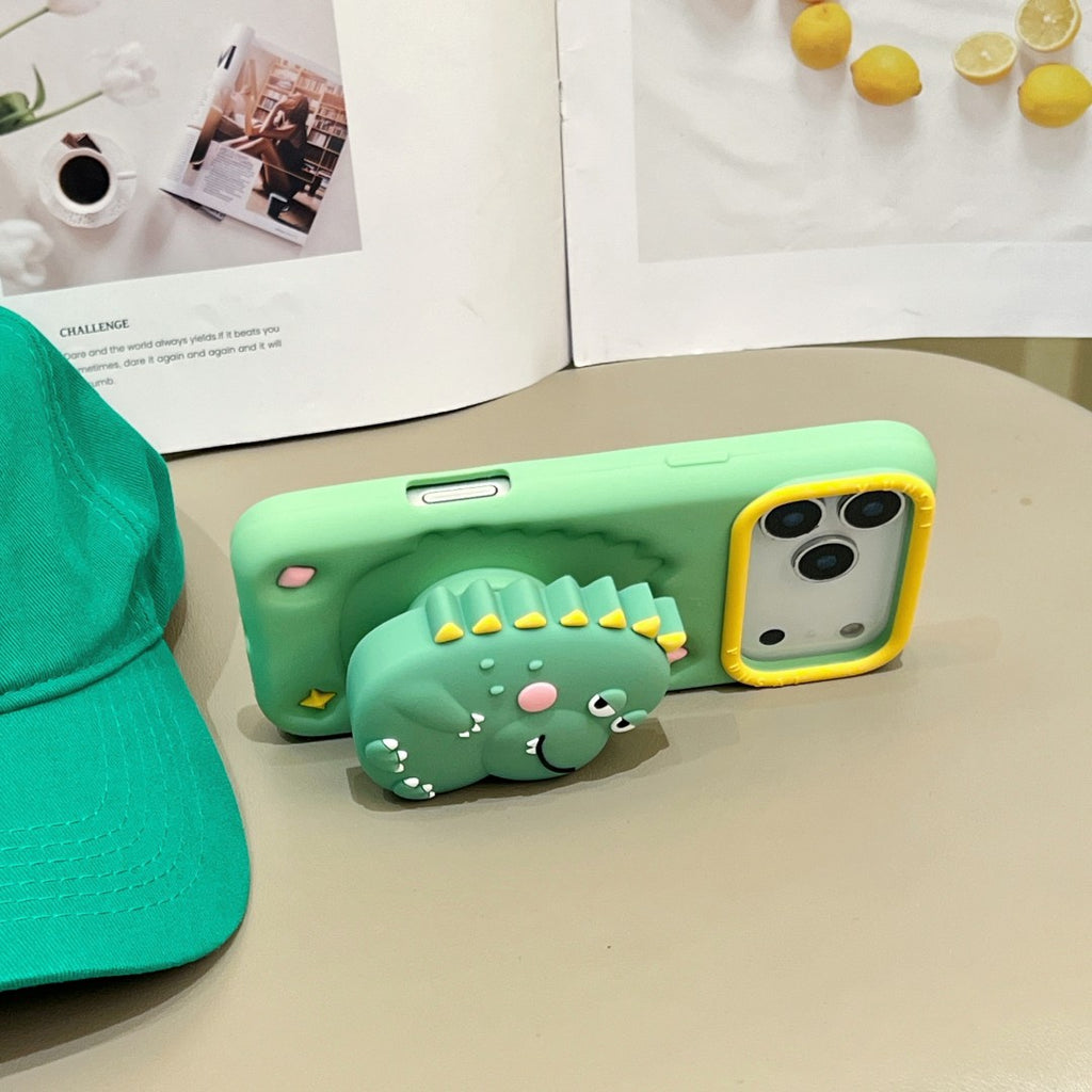 cheeky dinosaur stand silicone phone case