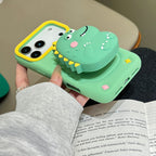 cheeky dinosaur stand silicone phone case