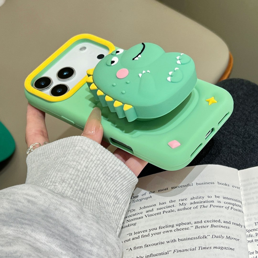 cheeky dinosaur stand silicone phone case
