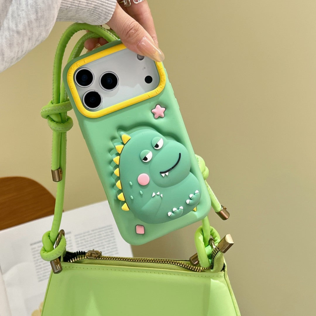 cheeky dinosaur stand silicone phone case