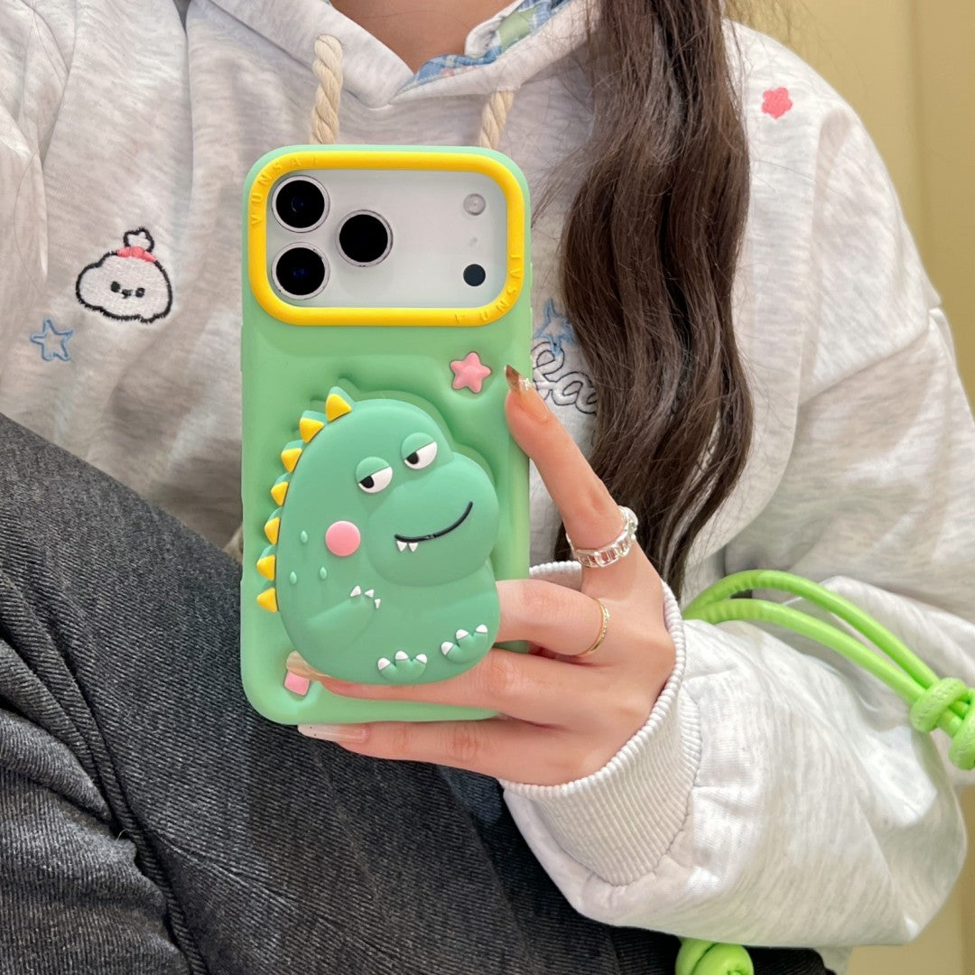 cheeky dinosaur stand silicone phone case