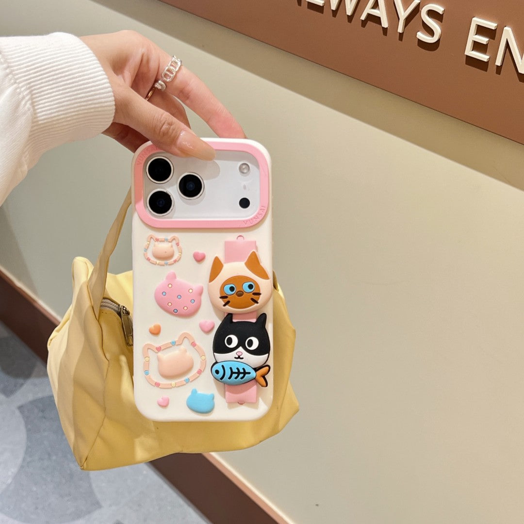 the daily life of cute kitty wrist strap silicone phone case