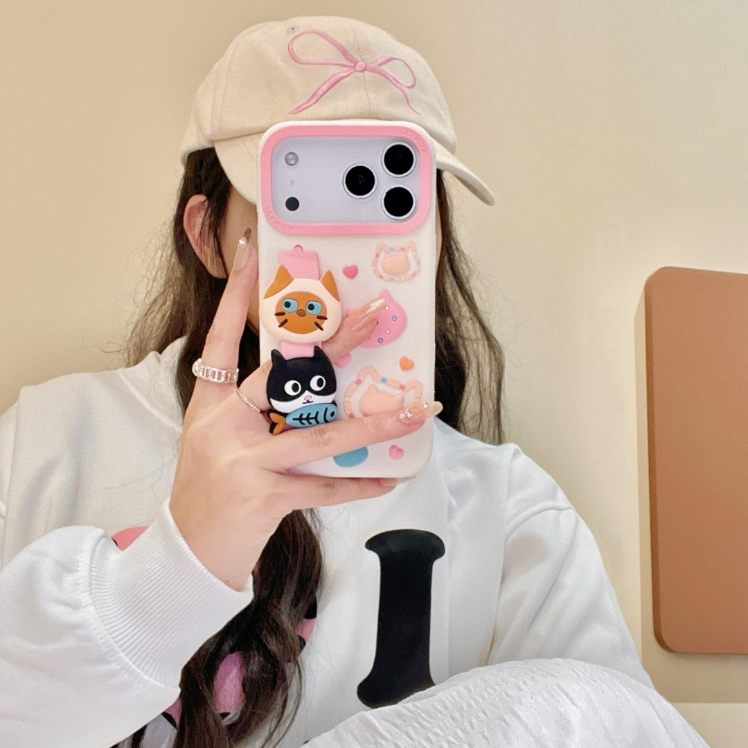 the daily life of cute kitty wrist strap silicone phone case