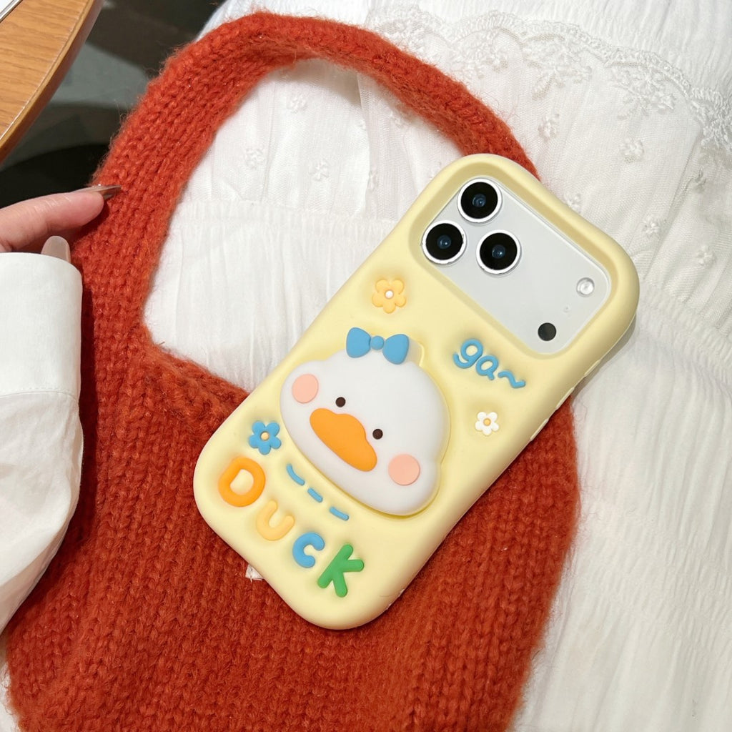 cute lucky duck stand silicone phone case