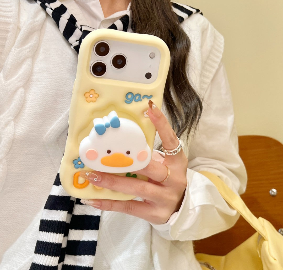cute lucky duck stand silicone phone case