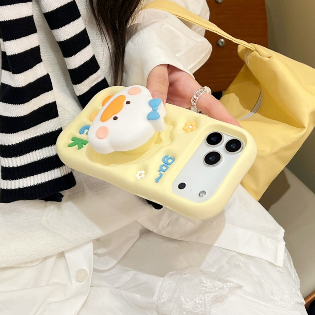 cute lucky duck stand silicone phone case