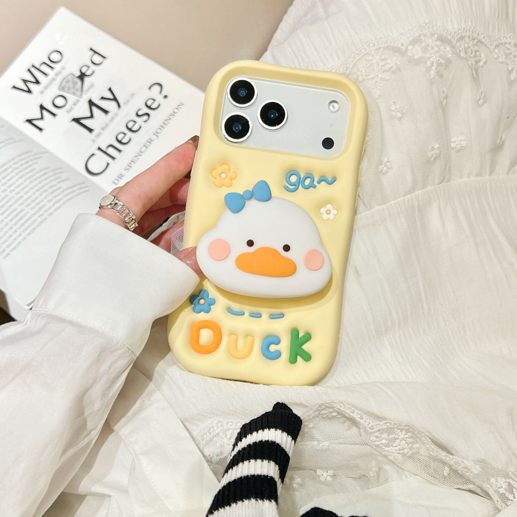 cute lucky duck stand silicone phone case