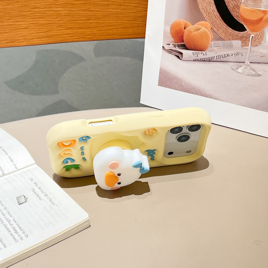cute lucky duck stand silicone phone case
