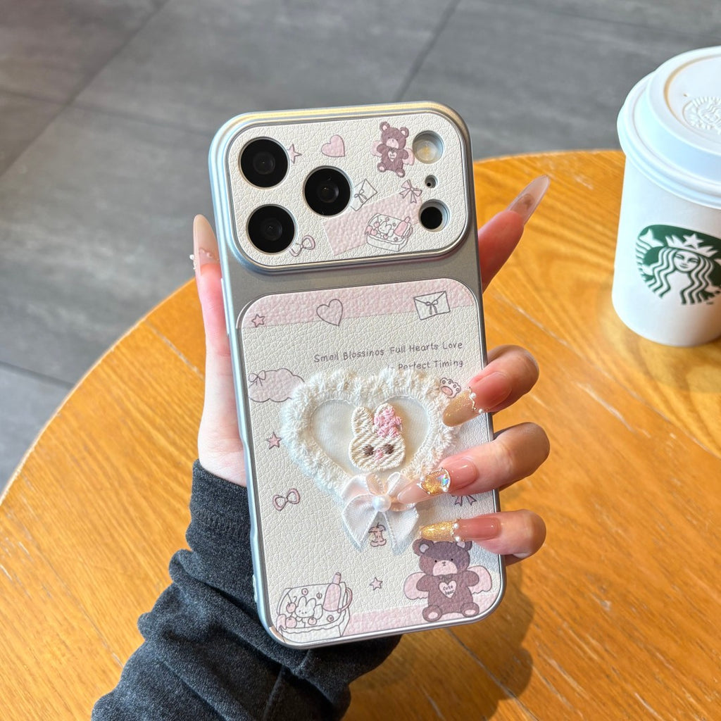 cute bear & bunny patch phone case