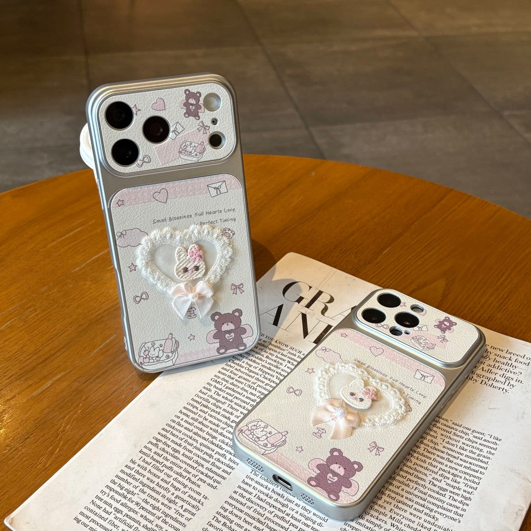cute bear & bunny patch phone case