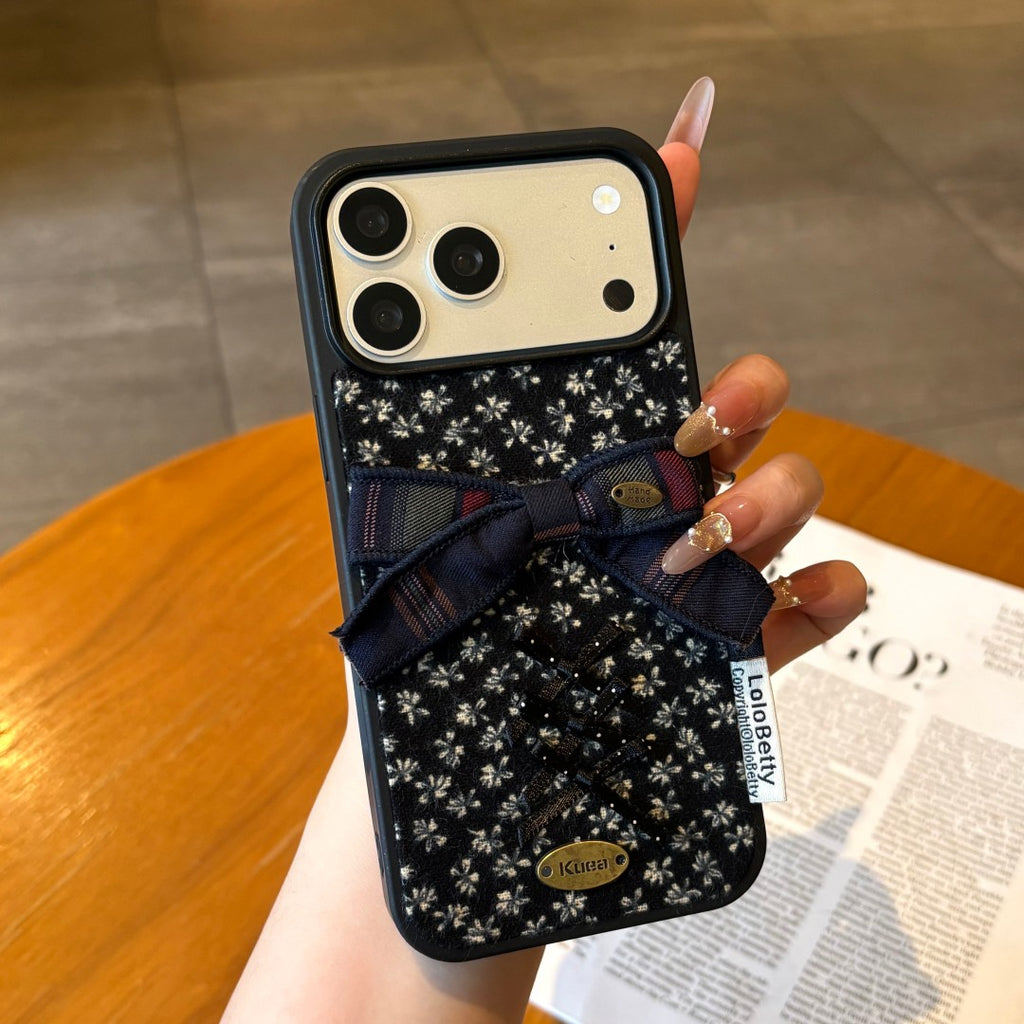 woodland inspired 3D bow ditsy floral phone case