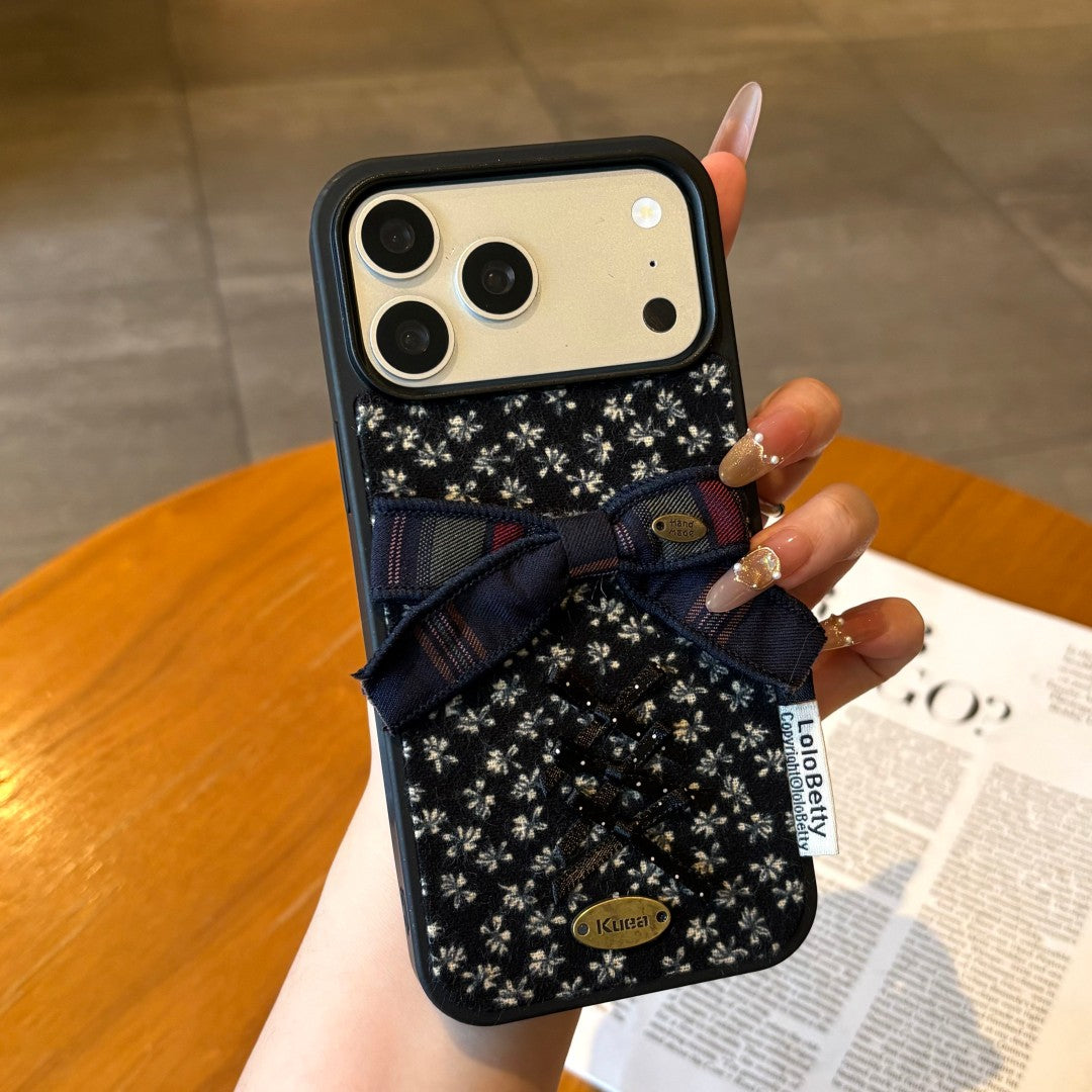 woodland inspired 3D bow ditsy floral phone case