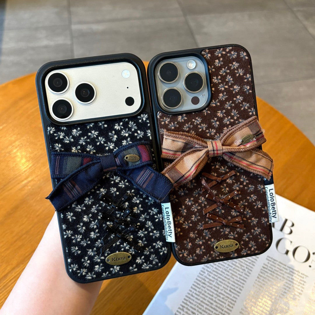 woodland inspired 3D bow ditsy floral phone case