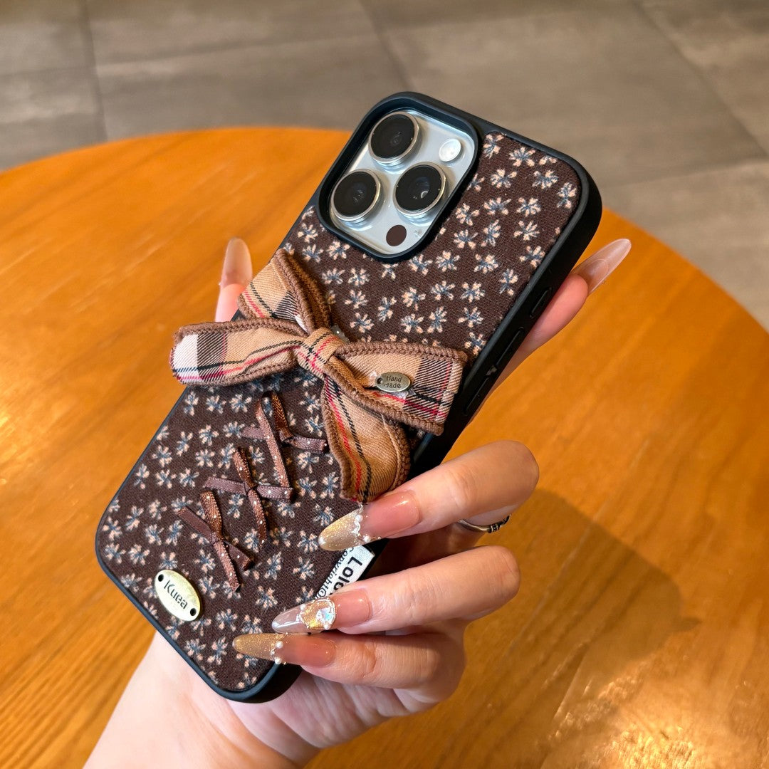 woodland inspired 3D bow ditsy floral phone case