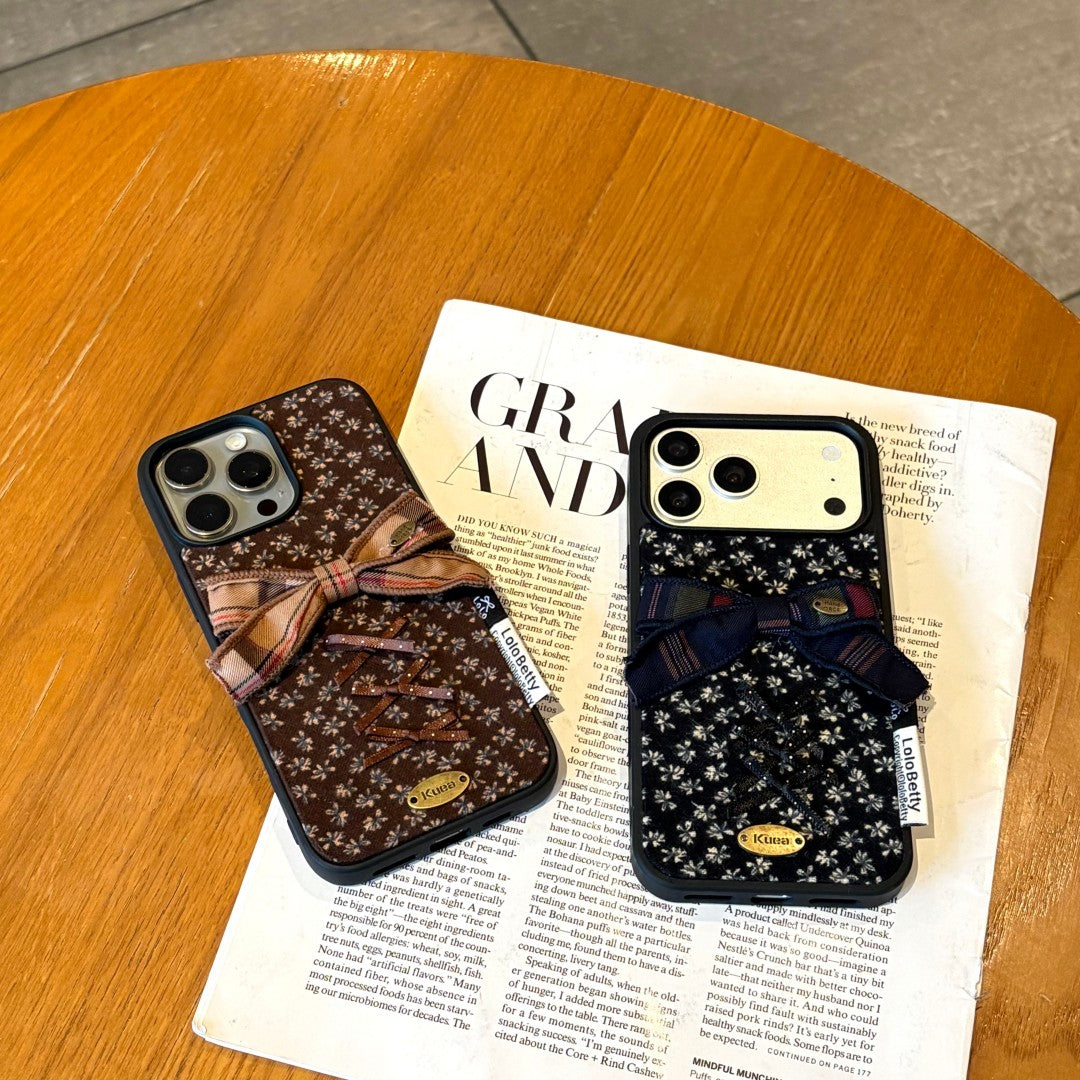 woodland inspired 3D bow ditsy floral phone case