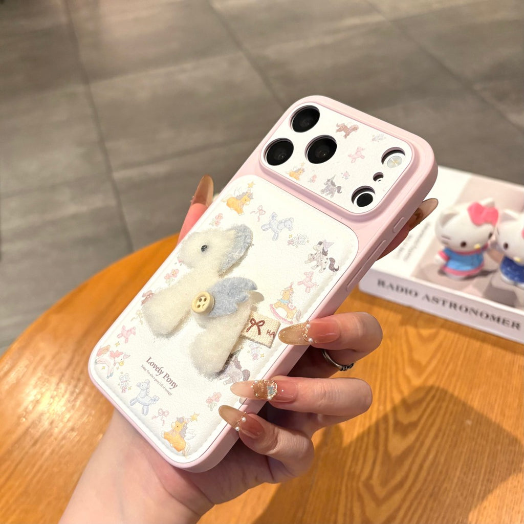 lovely handmade plush pony phone case