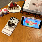 adorable lace heart magnetic phone grip phone case