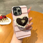 adorable lace heart magnetic phone grip phone case