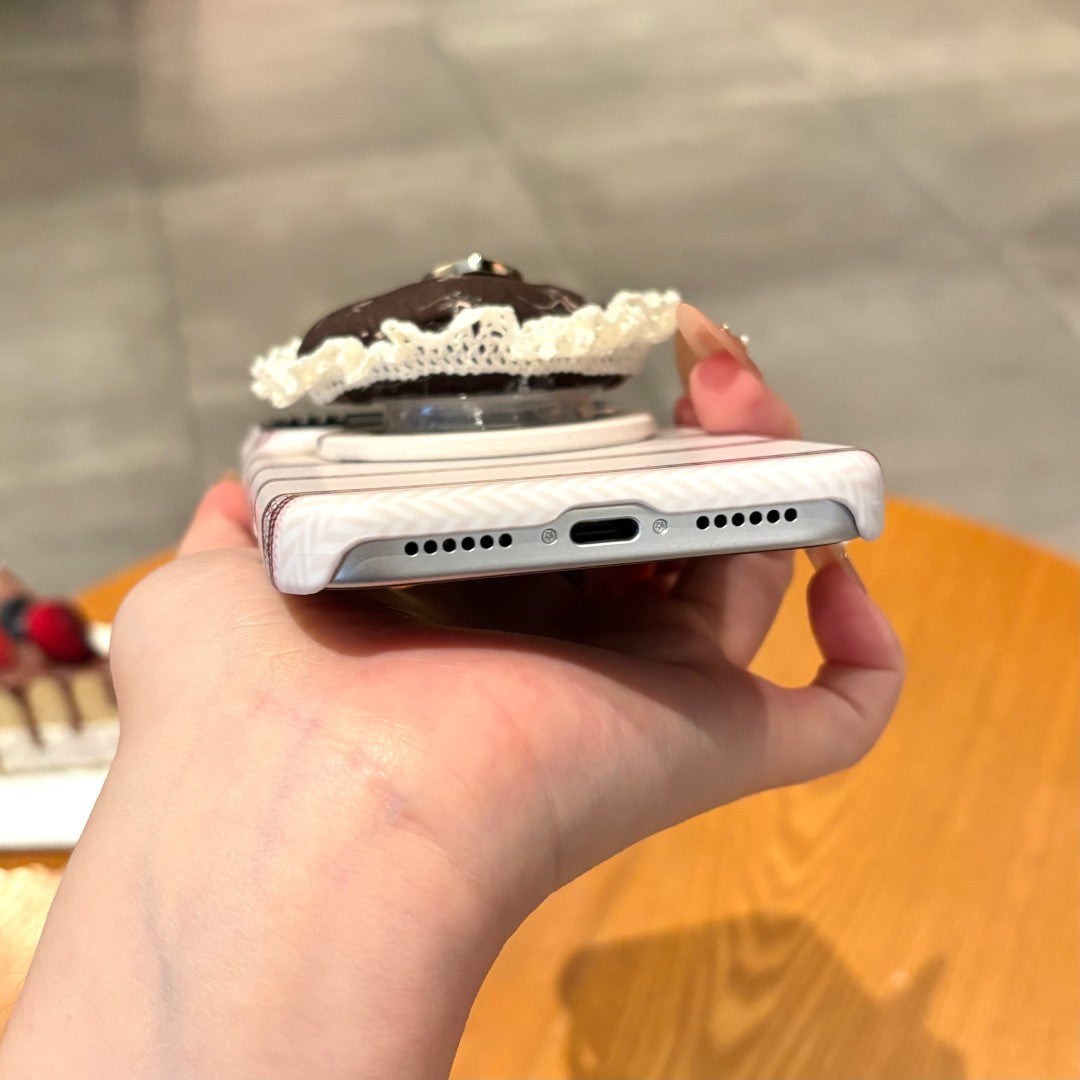 adorable lace heart magnetic phone grip phone case