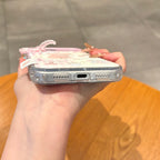 pink bow cute dolls bear & bunny full zircon phone case